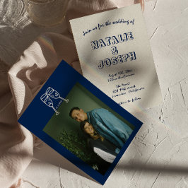 Handskriven Retro - unikt modernt foto Bröllop Inbjudningar