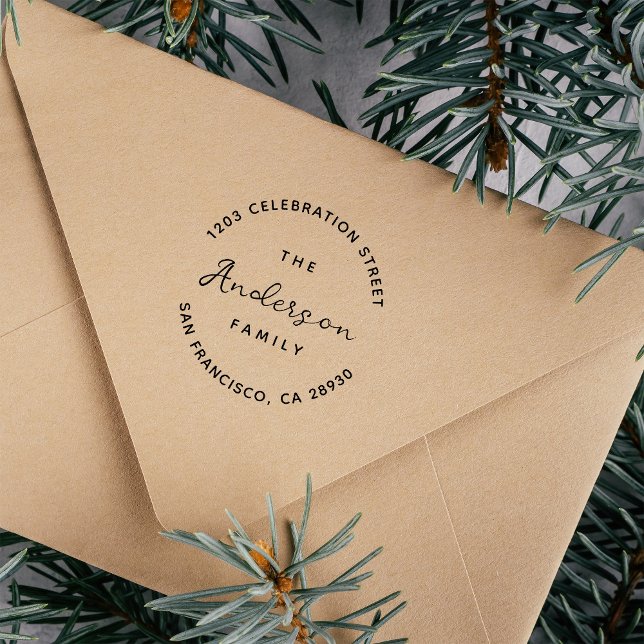 Handskriven Returadress för familjen Namn Round Självfärgande Stämpel (Skapare uppladdad)