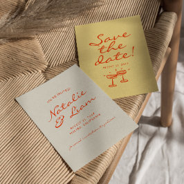 Handskriven ritad färglös Retro-Roligt Bröllop Spara Datumet