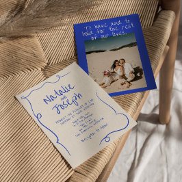 Handskriven ritad modern Funky Photo Bröllop Inbjudningar