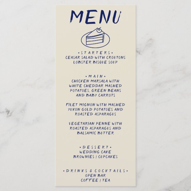 Handskriven ritad Retro Modern Boho Bröllop med fe Meny (Framsida)