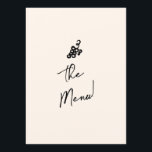 Handskriven ritad Retro Quirky Unique Bröllop Meny<br><div class="desc">En funky,  modern,  svart och vit,  grym bröllop-middagsmeny. Med chic är det mallutformat för grå,  mjölkaktig bakgrund och svarthandsskriven typografi. Med Hand plockade flaska och champagneglas och kakor på framsidan och gafflar på baksidan A-Perfekten och matchande med hela sviten.</div>