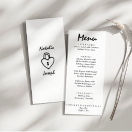 Handskriven ritad Retro Quirky Unique Bröllop Meny