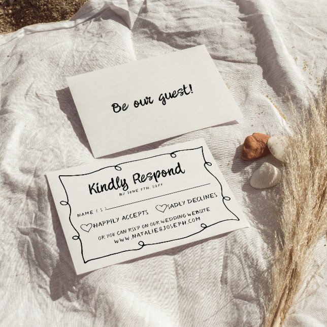 Handskriven ritad Retro Ram Modern Bröllop OSA Kort (Skapare uppladdad)