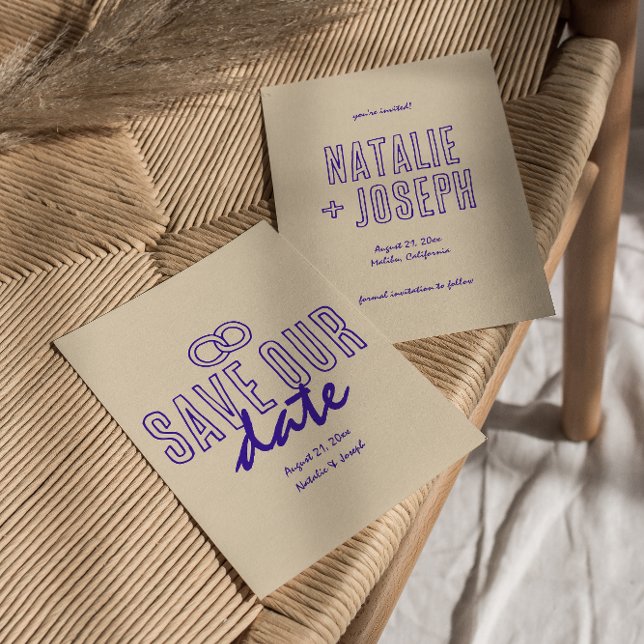 Handskriven ritad retro unik modern Bröllop Spara Datumet (Skapare uppladdad)