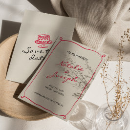 Handskriven ritad Retro Whimsical Roligt Bröllop Spara Datumet