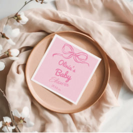 Handskriven Rosa Bow Flicka Shower Pappersservett