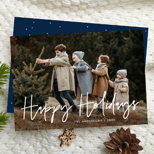 Handskriven Script Marinblå God Jul-Foto Julkort