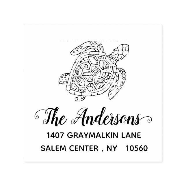 Handskriven Sköldpadda Anpassad Returadress Självfärgande Stämpel (Design)
