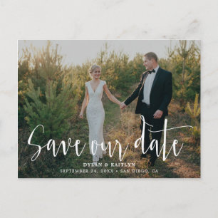 Handskriven skrift Foto Spara vårt datum vykort