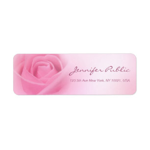 Handskriven skriptmall för elegant Rosa ros Returadress Etikett