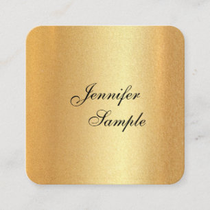 Handskriven skriptmall för Faux Guld Elegant Fyrkantigt Visitkort