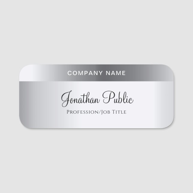 Handskriven skripttext Elegant silvermall Namnbricka (Framsida)