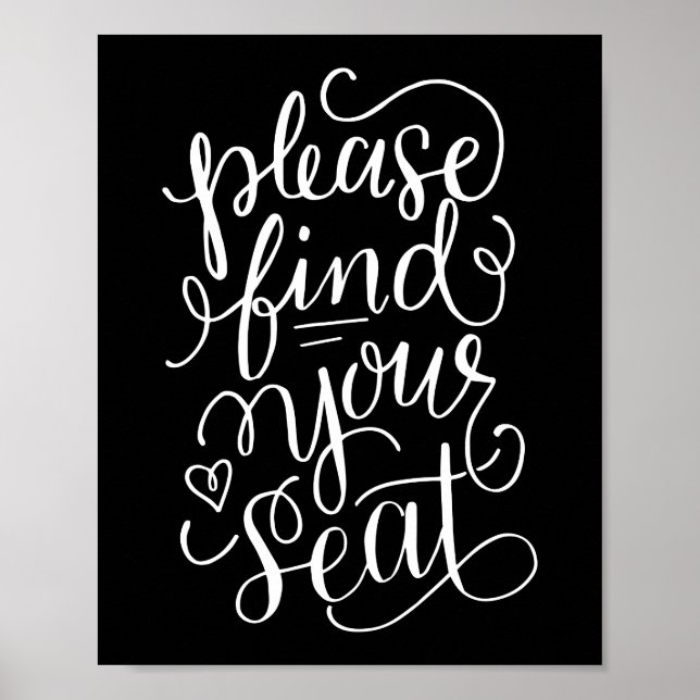 Handskriven, sök efter ditt säte poster (Framsidan)