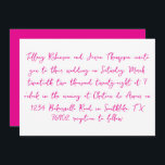 Handskriven Stil White och Shock rosa Bröllop Inbjudningar<br><div class="desc">Uppgifterna om bröllop finns i en handskriven stil,  shock rosa. Baksidan av inbjudan är en solid shock rosa med vit text för datumet.</div>