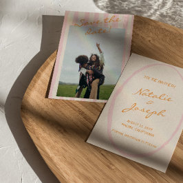 Handskriven Streck färgglad foto Bröllop Spara Datumet