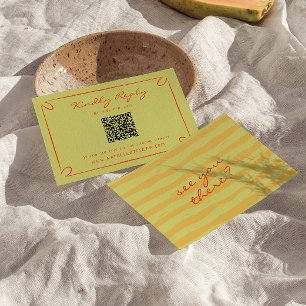 Handskriven Streck Whimsique QR-kod Bröllop OSA Kort