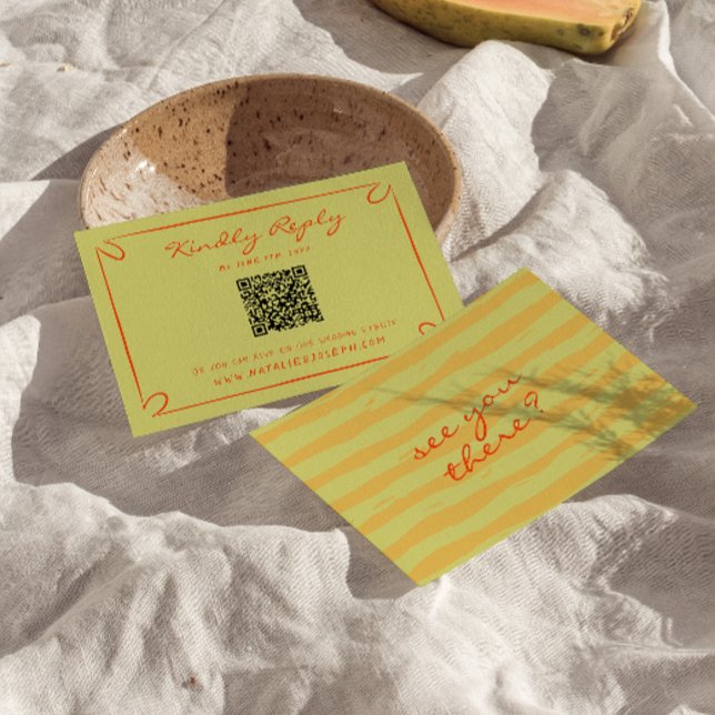 Handskriven Streck Whimsique QR-kod Bröllop OSA Kort (Skapare uppladdad)