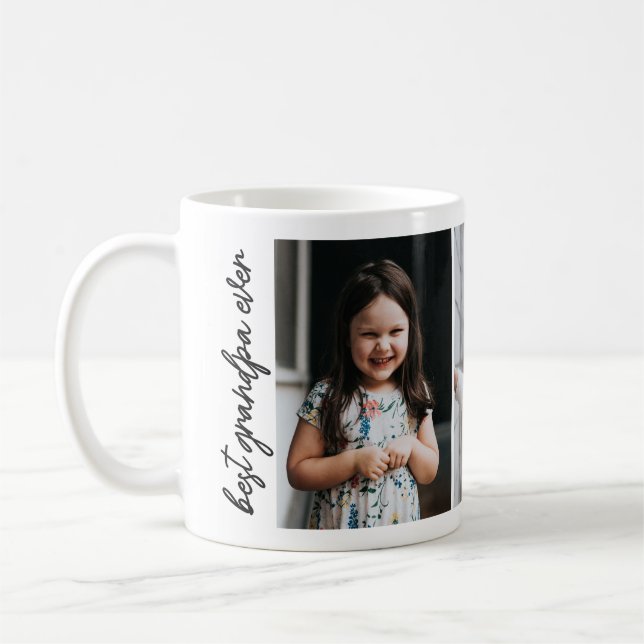 Handskriven Superbästa farfar någonsin 3-bildskoll Kaffemugg (Vänster)