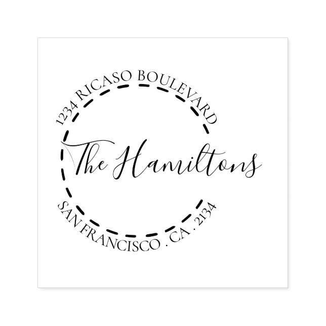 Handskriven Surname Circular Adress Personlig Stämpel (Tryck)