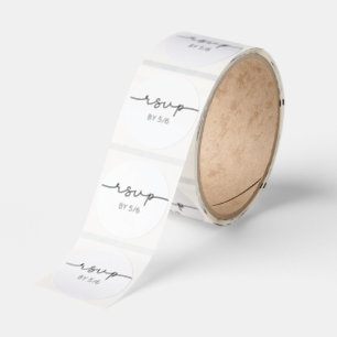Handskriven Svart Modern Minimalist Svar Bröllop Runt Klistermärke