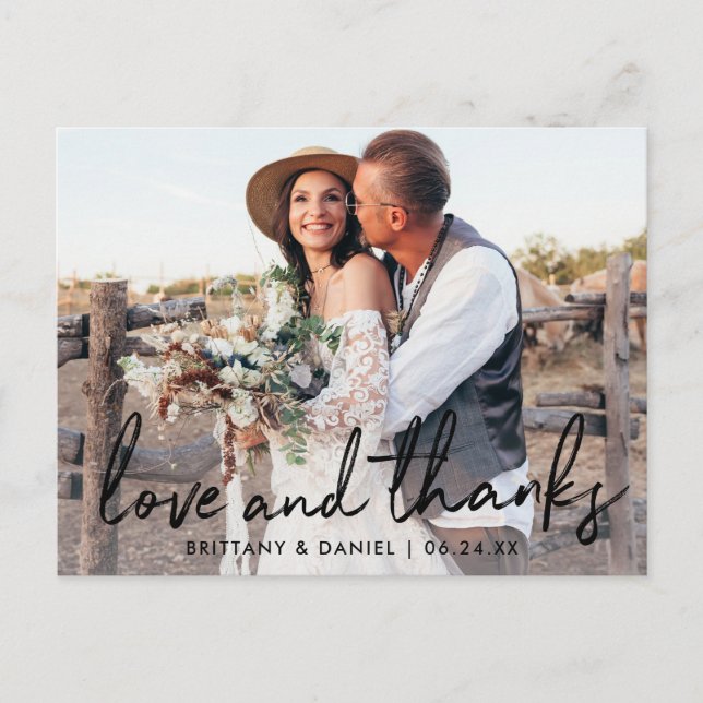 Handskriven Svart Skrift Kärlek och Tacksamhet Brö Vykort (Framsida)