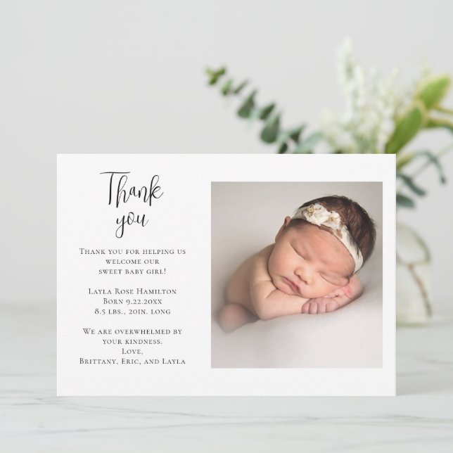 Handskriven Tack för babybabyskor Kort (Stående Fram)