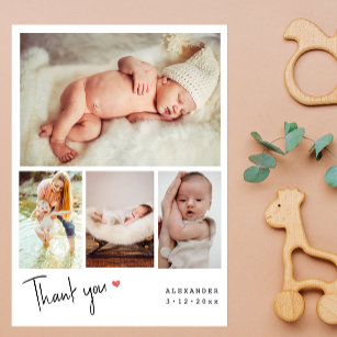 Handskriven Tack för foto Collage Baby Shower Vykort