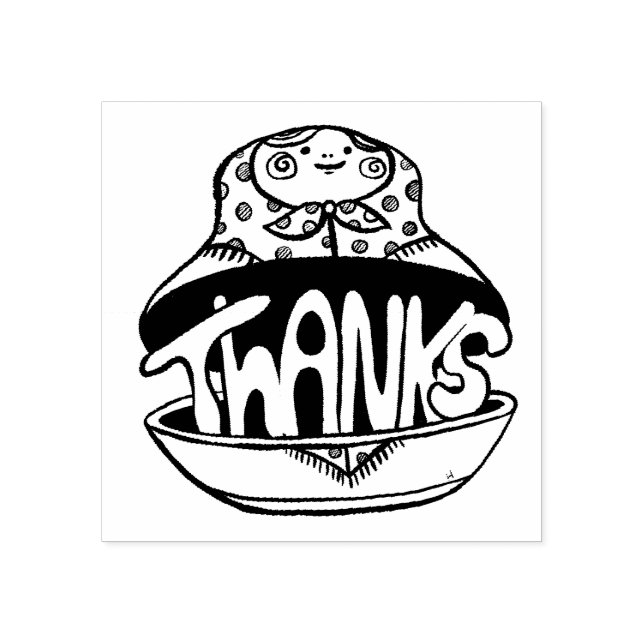 Handskriven Tack Inuti Matrjosjka Docka Stämpel (Tryck)