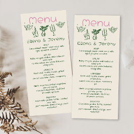 Handskriven Teckning Scribble Bröllop Menu Meny