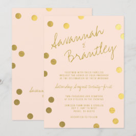 Handskriven typografi, guldfettkonfetti Bröllop Inbjudningar