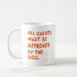 Handskriven typografi med illustration av hund kaffemugg