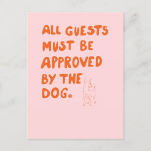 Handskriven typografi med illustration av hund vykort