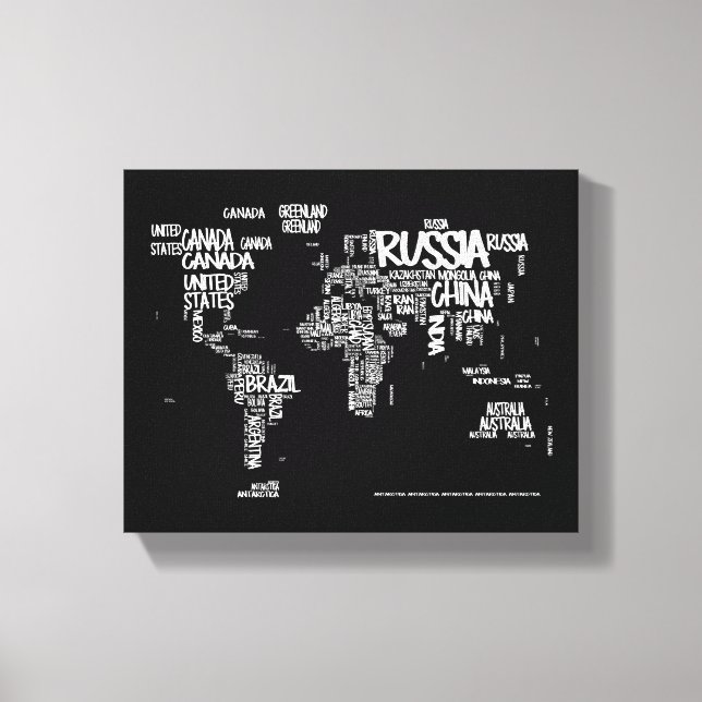 Handskriven typografi, svartvitt canvastryck (Framsida)