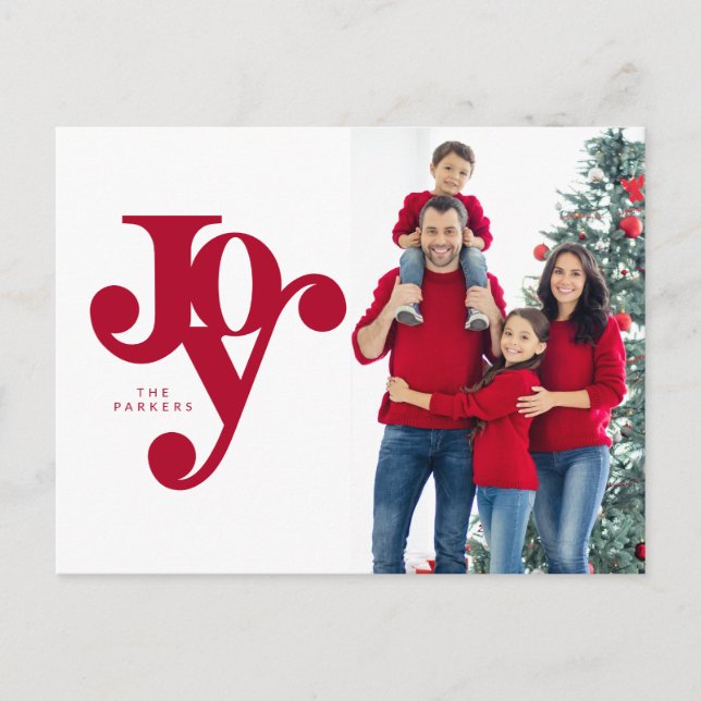 Handskriven, typografisk JOY-fotodesign Vykort (Framsida)