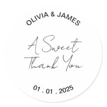 Handskriven typsnitt En söt tack-labels | Rund