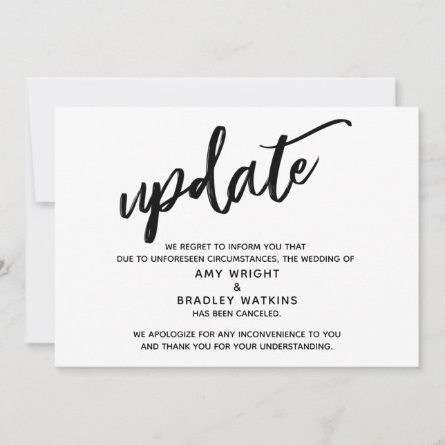 Handskriven Uppdatering för Bröllopsabsage Inbjudningar (Framsida)