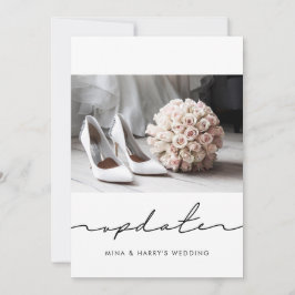 Handskriven Uppdatering om uppskjutet bröllop foto Meddelande