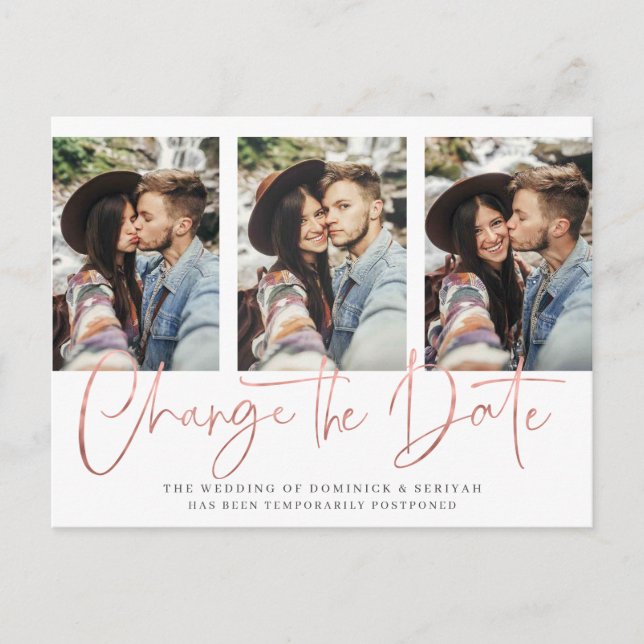 Handskriven uppskjutning av Chic Ro Guld Bröllop Vykort (Framsida)