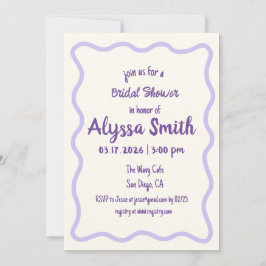 Handskriven Vågigt Gräns Lavender-Möhippa Inbjudningar