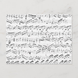 Handskriven Vintage Lakan Music White Vykort