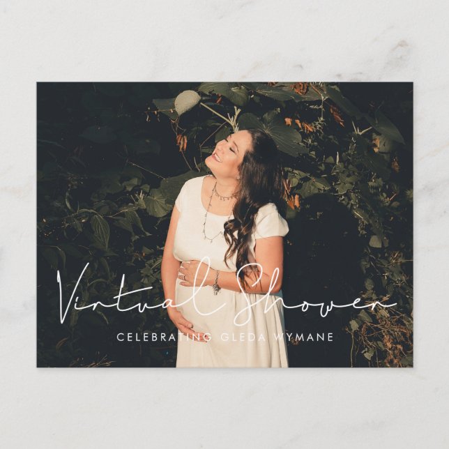 Handskriven Virtuell babyduschfoto med minimalisti Vykort (Framsida)