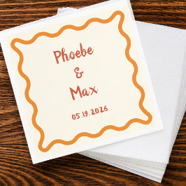 Handskriven vismisk Vågigt Gräns 70-talets Bröllop Pappersservett