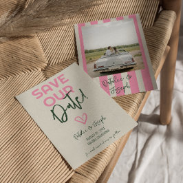 Handskriven Whimsical Pastel Summer Photo Bröllop Spara Datumet