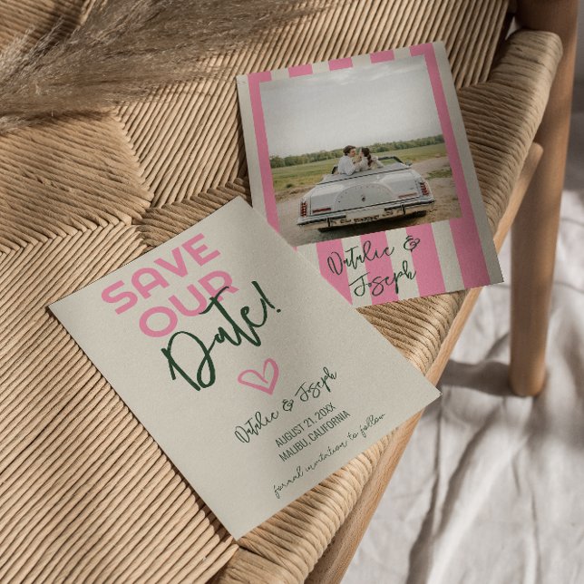 Handskriven Whimsical Pastel Summer Photo Bröllop Spara Datumet (Skapare uppladdad)