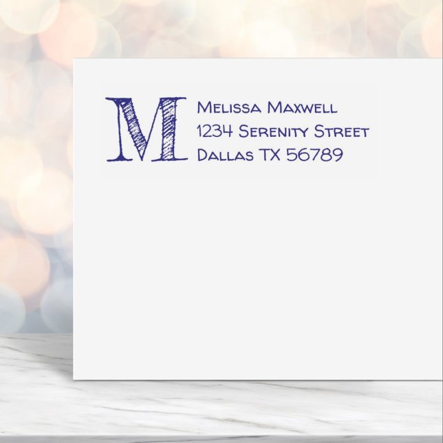 Handskriven Wobly Childlike Monogram Adress 2 Självfärgande Stämpel (Skapare uppladdad)