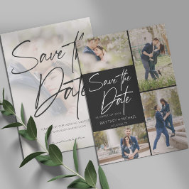 Handskrivet bildkollage svart spara datumet