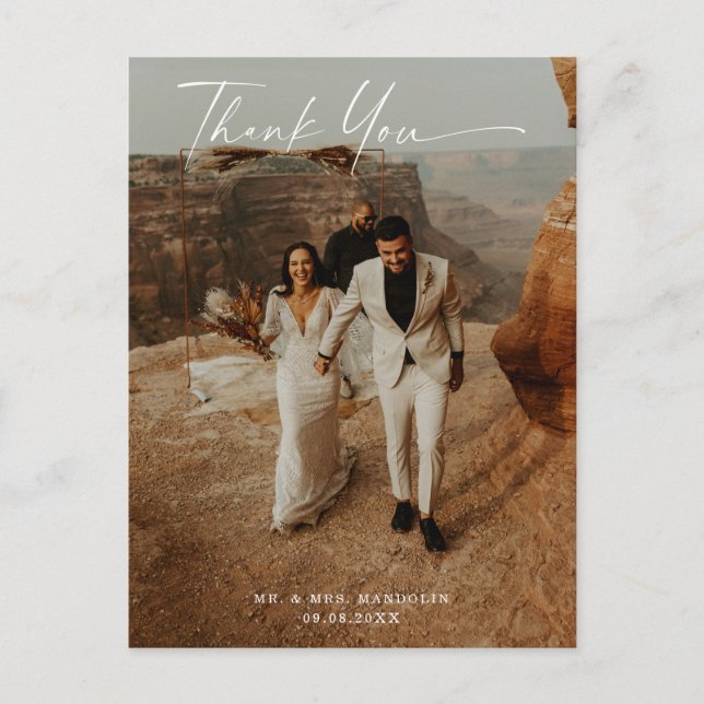 Handskrivet Bröllop 2-fotokort för Tack Vykort (Framsida)