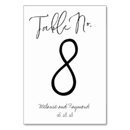 Handskrivet Bröllop-Bordsnummer-kort Bordsnummer