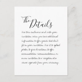 Handskrivet Bröllop-informationskort för hölje Tilläggskort